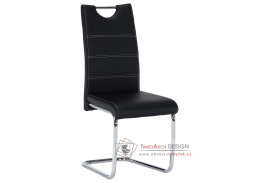 ABIRA NEW, jídelní židle, chrom / ekokůže černá