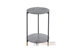GAJAR, konferenční stolek pr. 42cm, černá / šedý mramor
