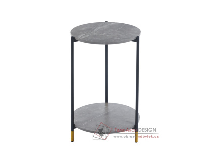 GAJAR, konferenční stolek pr. 42cm, černá / šedý mramor