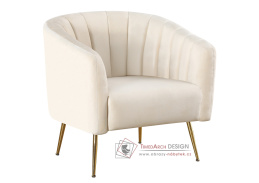 BAGY, designové křeslo, gold chrom zlatý / látka velvet béžová