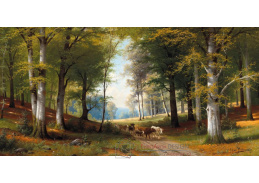 A-3855 Jacobus Johannes van Poorten - Pastýřka s dobytkem na podzimní lesní cestě