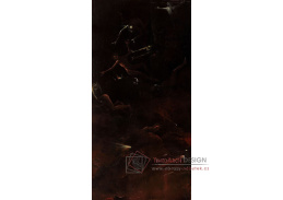 Hieronymus Bosch - Vize ukřižovaného svatého mučedníka, pád zatracených do pekla, 80x40 cm