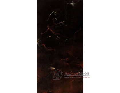 Hieronymus Bosch - Vize ukřižovaného svatého mučedníka, pád zatracených do pekla, 80x40 cm
