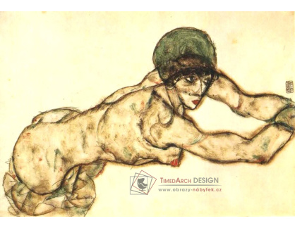 VES 239 Egon Schiele - Ženský akt se zelenou čepicí
