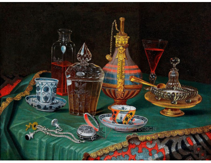 DDSO-525 Christian Berentz - Zátiší se skleněnými nádobami, porcelánovými šálky a kapesními hodinkami