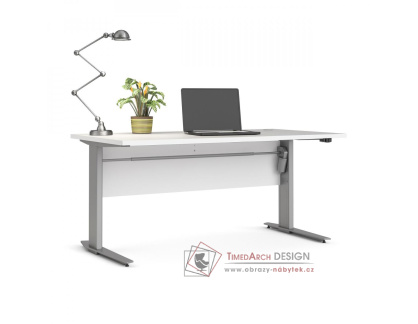OFFICE 80400/318, výškově nastavitelný psací stůl, silver grey / bílá