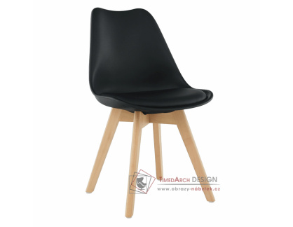 BALI 2 NEW, jídelní židle, buk / plast + ekokůže černá