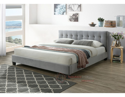 L501 MÍŠA, čalouněná postel 180×200cm, látka světle šedá