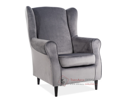 BARON, čalouněné křeslo, wenge / látka velvet Bluvel 14 šedá
