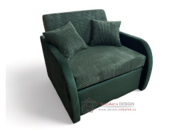 JETTA, čalouněné rozkládací křeslo, látka Poso 14 / Kronos 14 tmavě zelená
