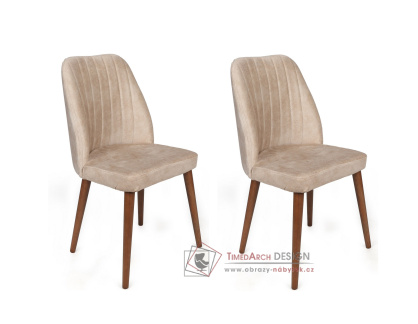 ALFA, jídelní židle - sada 2ks, ořech / látka krémová