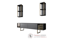 GOLD LINE, obývací stěna, zlatá / antracit