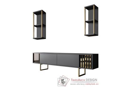 GOLD LINE, obývací stěna, zlatá / antracit