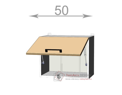 horní skříňka nad digestoř š.50, v.40, Kaiser W5040, bílá/cappuccino lesk