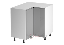 AURORA, dolní rohová skříňka D90N, bílá / šedý lesk