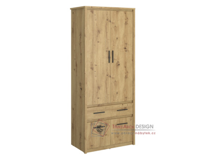 AIRON, šatní skříň 4-dveřová se zásuvkou 80cm, dub artisan