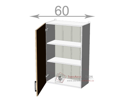 horní vysoká skříňka š.60, v.92, Kaiser W60921, bílá/kouř mat