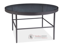 VANESSA, konferenční stolek pr. 80cm, černá / kouřové sklo