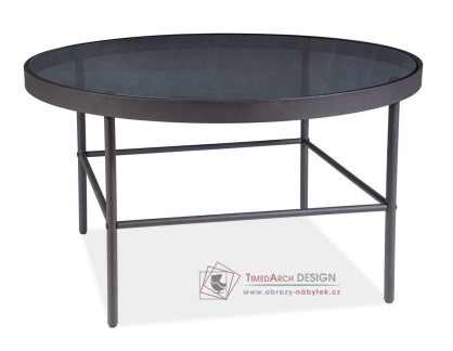 VANESSA, konferenční stolek pr. 80cm, černá / kouřové sklo