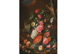 A-8862 Cornelis de Heem - Lesní zátiší s ovocem a květinami na kamenném podstavci
