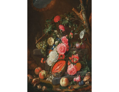 A-8862 Cornelis de Heem - Lesní zátiší s ovocem a květinami na kamenném podstavci