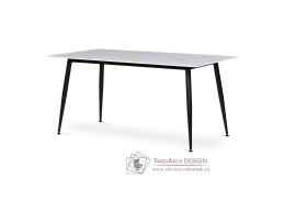 HT-406M WT, jídelní stůl 160x90cm, černá / keramika mramorový dekor