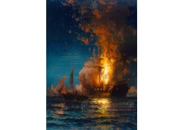 VL113 Edward Moran - Požár fregaty Philadelphia v přístavu v Tripolisu