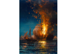 VL113 Edward Moran - Požár fregaty Philadelphia v přístavu v Tripolisu