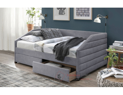 NORA, čalouněná postel 120x200cm, látka velvet šedá