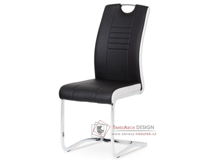 DCL-406 BK, jídelní židle, chrom / ekokůže černá + bílá
