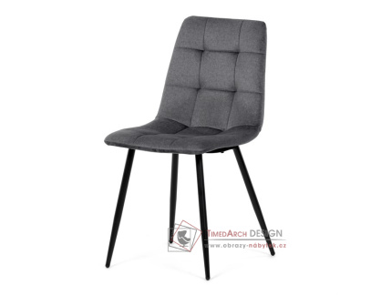 DCL-X7015 GREY2, jídelní židle, černá / látka šedý samet