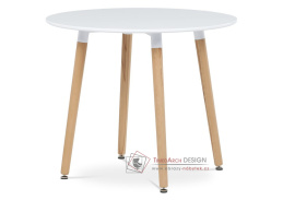 DT-306 WT, jídelní stůl pr. 90cm, přírodní / bílý lak