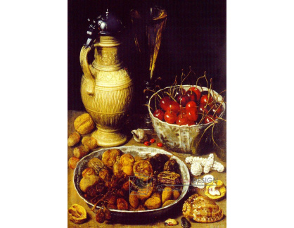 VZ013 Georg Flegel - Zátiší ze sušeného ovoce a ořechů v porcelánové misce