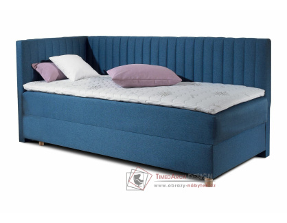 NOVO, čalouněná postel rohová - boxspring 90x200cm, výběr provedení