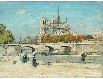 D-8182 Jean-Francois Raffaëlli - Notre Dame při pohledu z Quai de la Tournelle