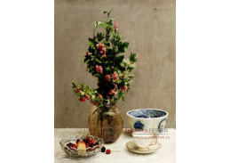 D-8256 Henri Fantin-Latour - Zátiší s vázou z hlohem a mísou s třešněmi