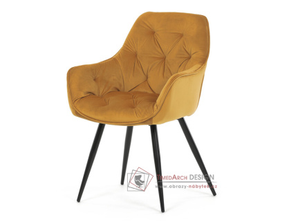 DCH-421 YEL4, jídelní židle, černá / látka žlutá