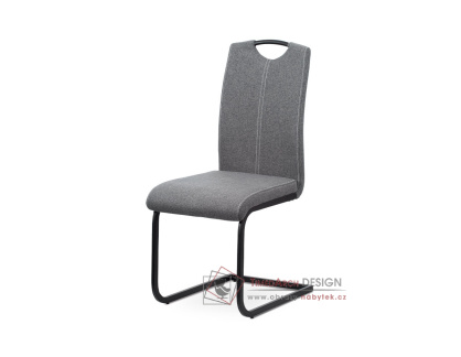 DCL-612 GREY2, jídelní židle, černý lak / látka šedá + bílé prošití