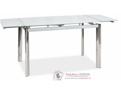 GD-020, jídelní stůl rozkládací, chrom / bílé sklo