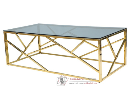 ESCADA A, konferenční stolek, zlatá / kouřové sklo