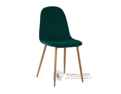 LEGA, jídelní židle, kov buk / látka velvet smaragdová