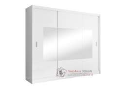 MADRYT, šatní skříň s posuvnými dveřmi 250cm, bílá / zrcadla