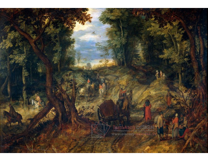 BRG-78 Jan Brueghel - Povozy na lesní cestě s postavami