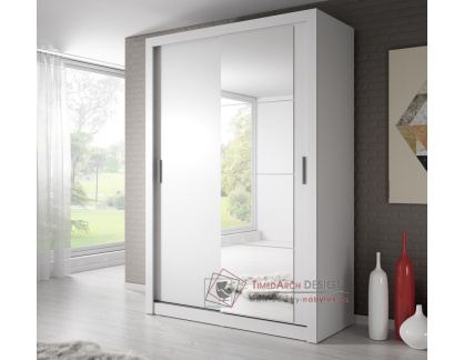 ARTI 04, šatní skříň s posuvnými dveřmi 150cm, bílá / zrcadlo