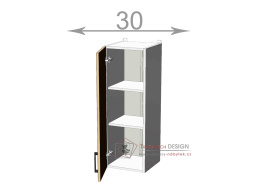 horní vysoká skříňka š.30, v.92, Kaiser W3092, bílá/kouř mat