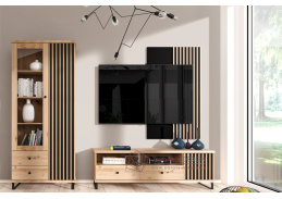 BARBUS, obývací sestava nábytku, černá / dub artisan / černá