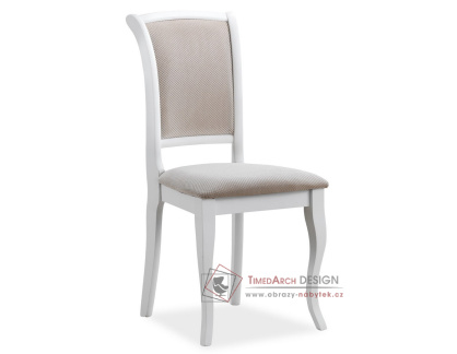 MN-SC, jídelní čalouněná židle, bílá / látka béžová