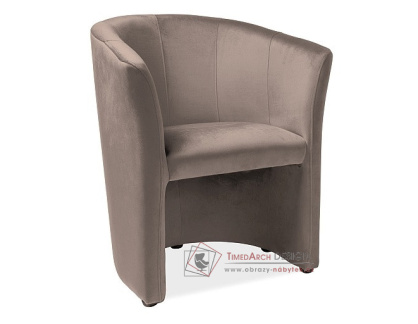 TM-1 VELVET, čalouněné křeslo, látka Bluvel 40 tmavě béžová