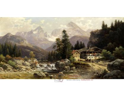 A-1254 Ludwig Sckell - Alpská krajina s mlýnem