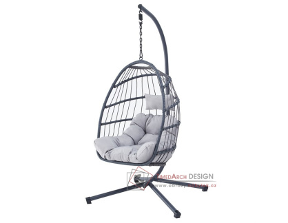 AZ-V1269 GREY, zahradní závěsné křeslo, antracit / látka šedá